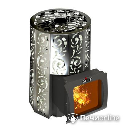 Дровяная печь-каменка GrillD Violet window short Max Жадеит 80 в Орске