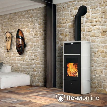 Печь-камин Edilkamin Flamma 24 kw V.A. Bianco Panna с Т/О в Орске