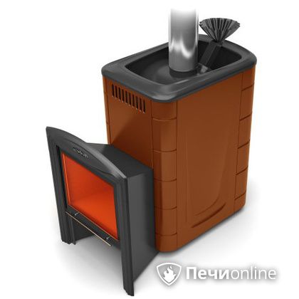Дровяная банная печь TMF Гейзер 2014 Inox Витра  Терракота в Орске