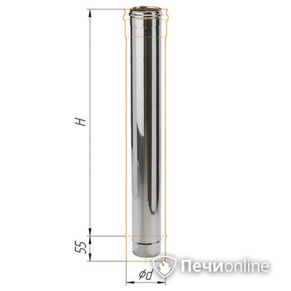Дымоход Феррум Дымоход нержавейка 08 d-120 L=1м в Орске