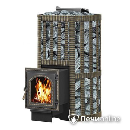 Дровяная банная печь Везувий Ураган Ковка 22 (270) с закрытой каменкой чугун в Орске